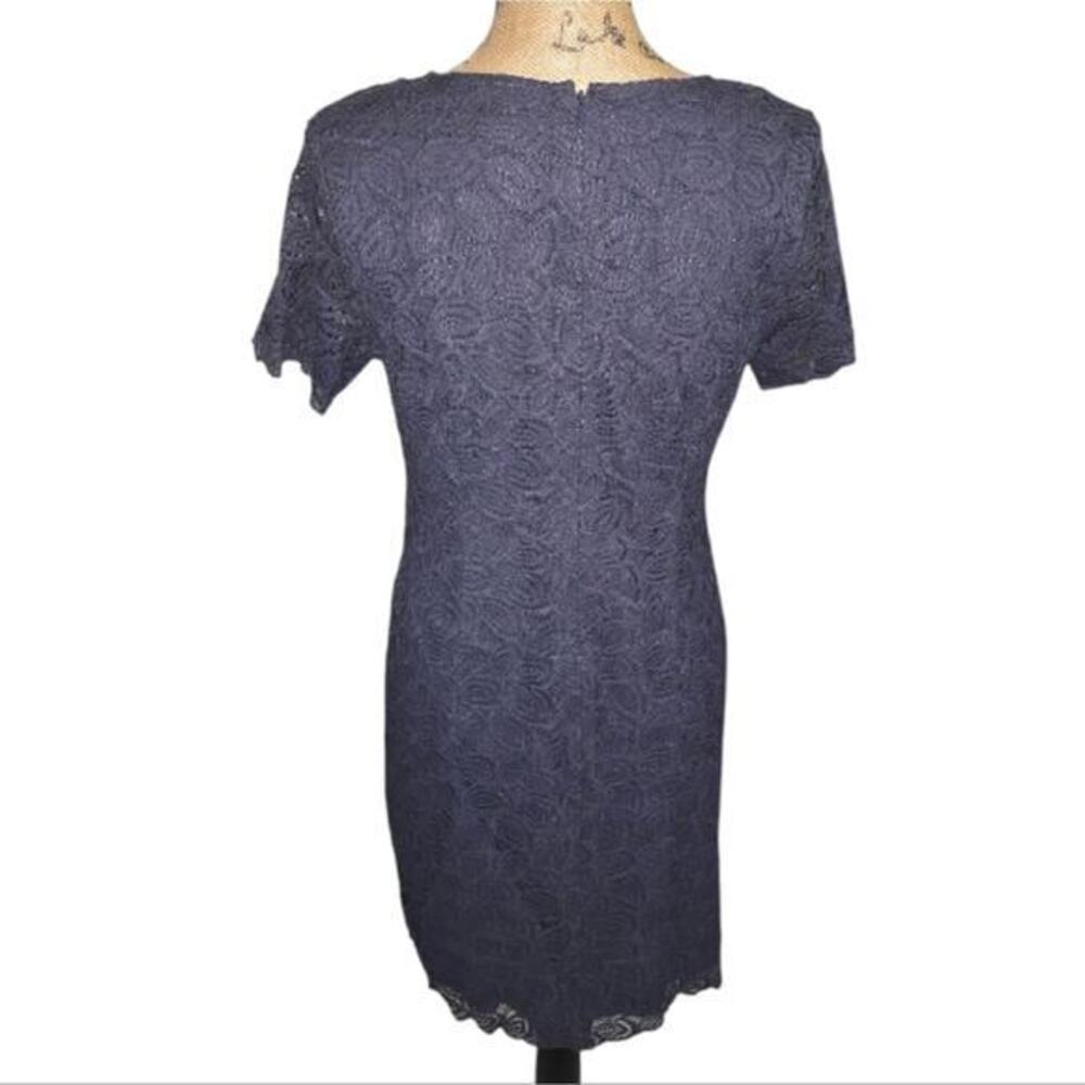 Ann Taylor Bue Grey Lace Shift Dress Scallop Edge Style Women's Size 4 New - Picture 6 of 9